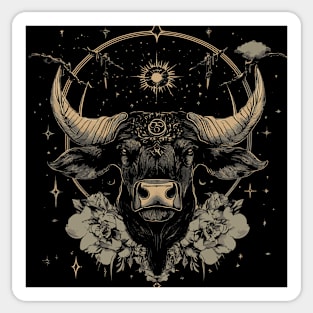 Taurus Zodiac - Art Nouveau Line Art Gold Sticker